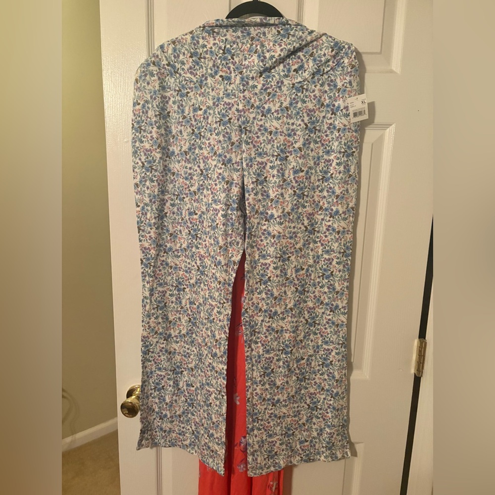 Blue and Purple Floral Maternity Leggings